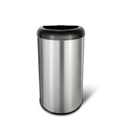 Stainless Steel Black Open Top 13-Gallon Kitchen Trash Can with No Lid - FurniFindUSA