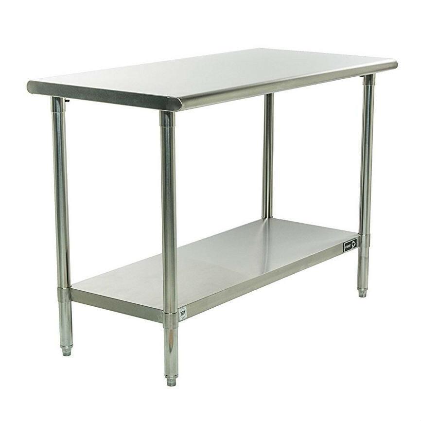 Stainless Steel Top Food Safe Prep Table Utility Work Bench with Bottom Shelf - FurniFindUSA