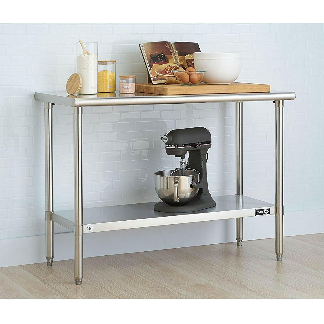 Stainless Steel Top Food Safe Prep Table Utility Work Bench with Bottom Shelf - FurniFindUSA