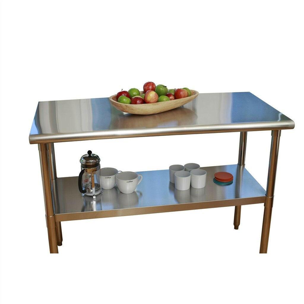 Stainless Steel Top Food Safe Prep Table Utility Work Bench with Bottom Shelf - FurniFindUSA