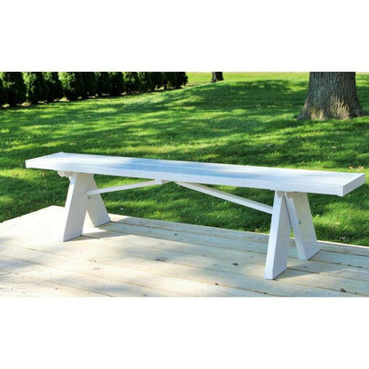 Sturdy White 6 ft. Backless Vinyl Bench - FurniFindUSA