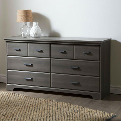 Bedroom 6-Drawer Double Dresser Wardrobe Cabinet in Grey Maple Finish - FurniFindUSA