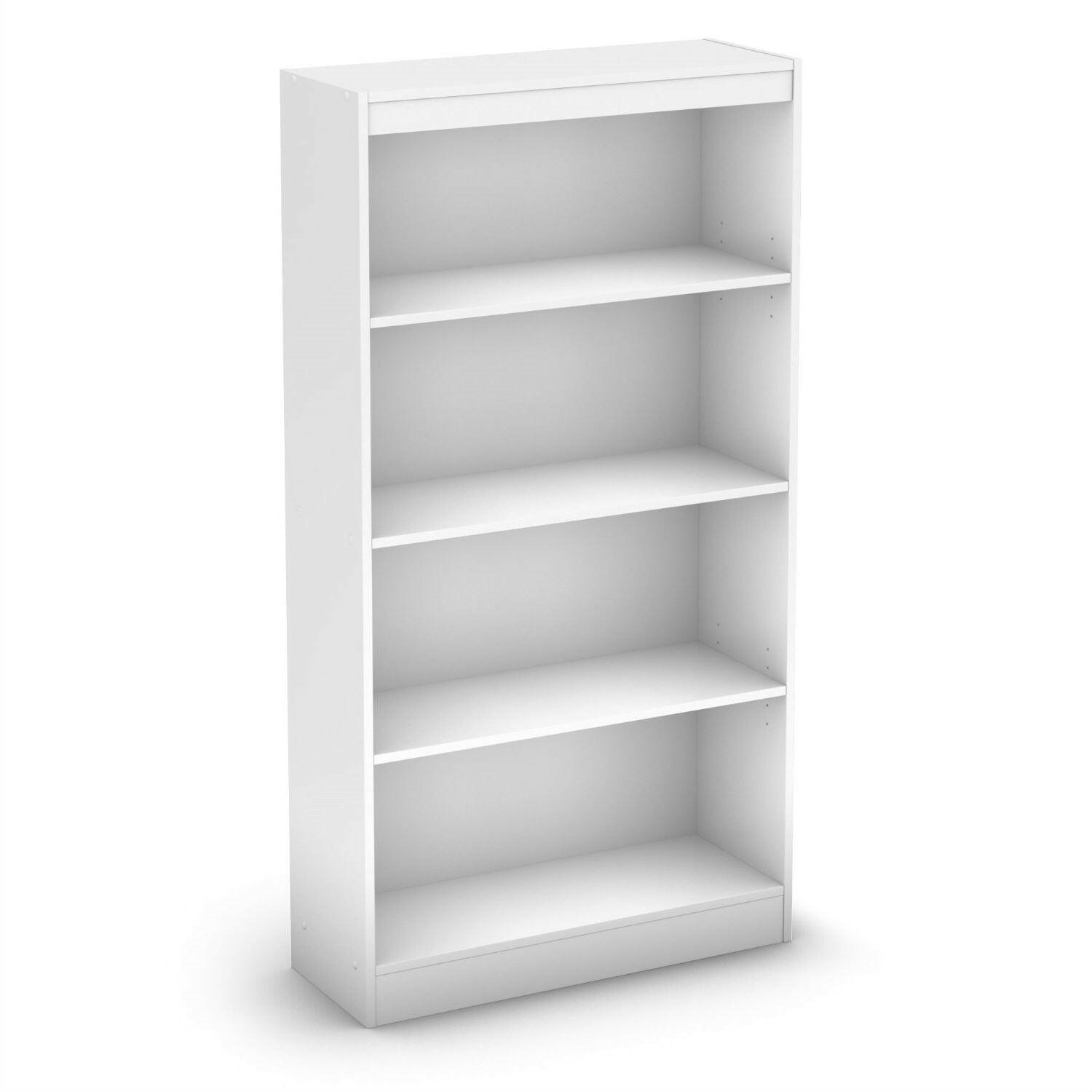 White 4-Shelf Bookcase with 2 Adjustable Shelves - FurniFindUSA