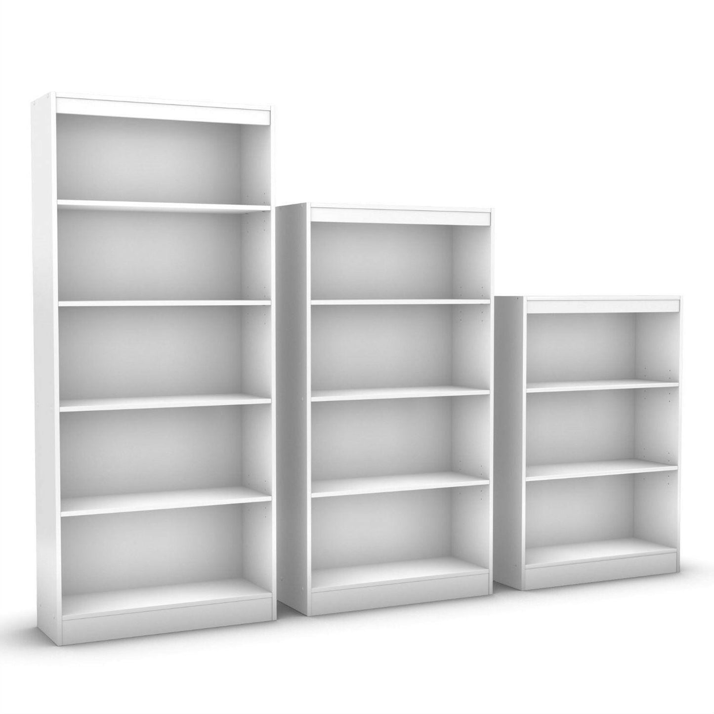 White 4-Shelf Bookcase with 2 Adjustable Shelves - FurniFindUSA