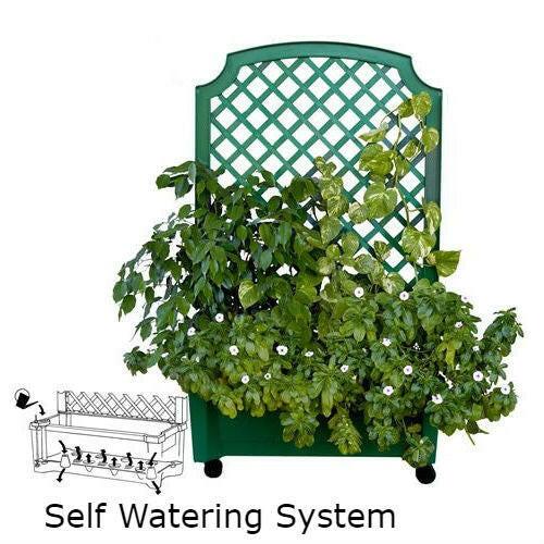 Indoor/Outdoor Green Polypropylene Wheeled Trellis Planter - FurniFindUSA