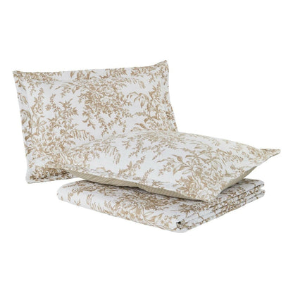 King size 3 Piece Bed-in-a-Bag Bohemian Tan Beige Floral Cotton Quilt Set - FurniFindUSA