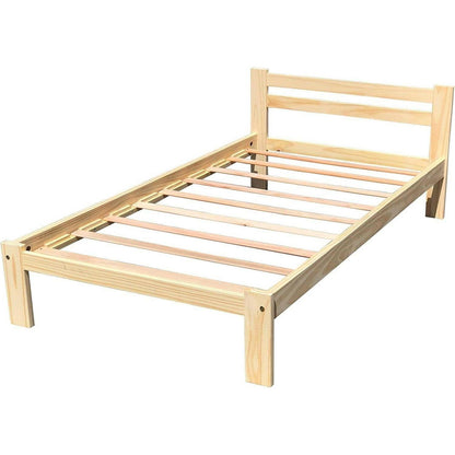 Twin size Unfinished Solid Pine Wood Platform Bed Frame with Slatted Headboard - FurniFindUSA