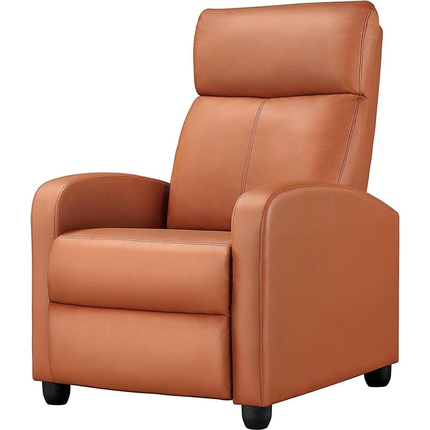 Brown High-Density Faux Leather Push Back Recliner Chair - FurniFindUSA
