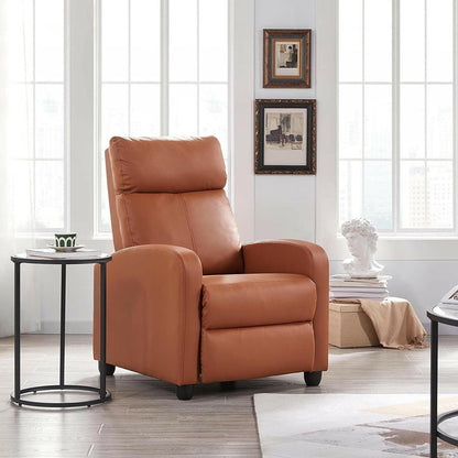 Brown High-Density Faux Leather Push Back Recliner Chair - FurniFindUSA