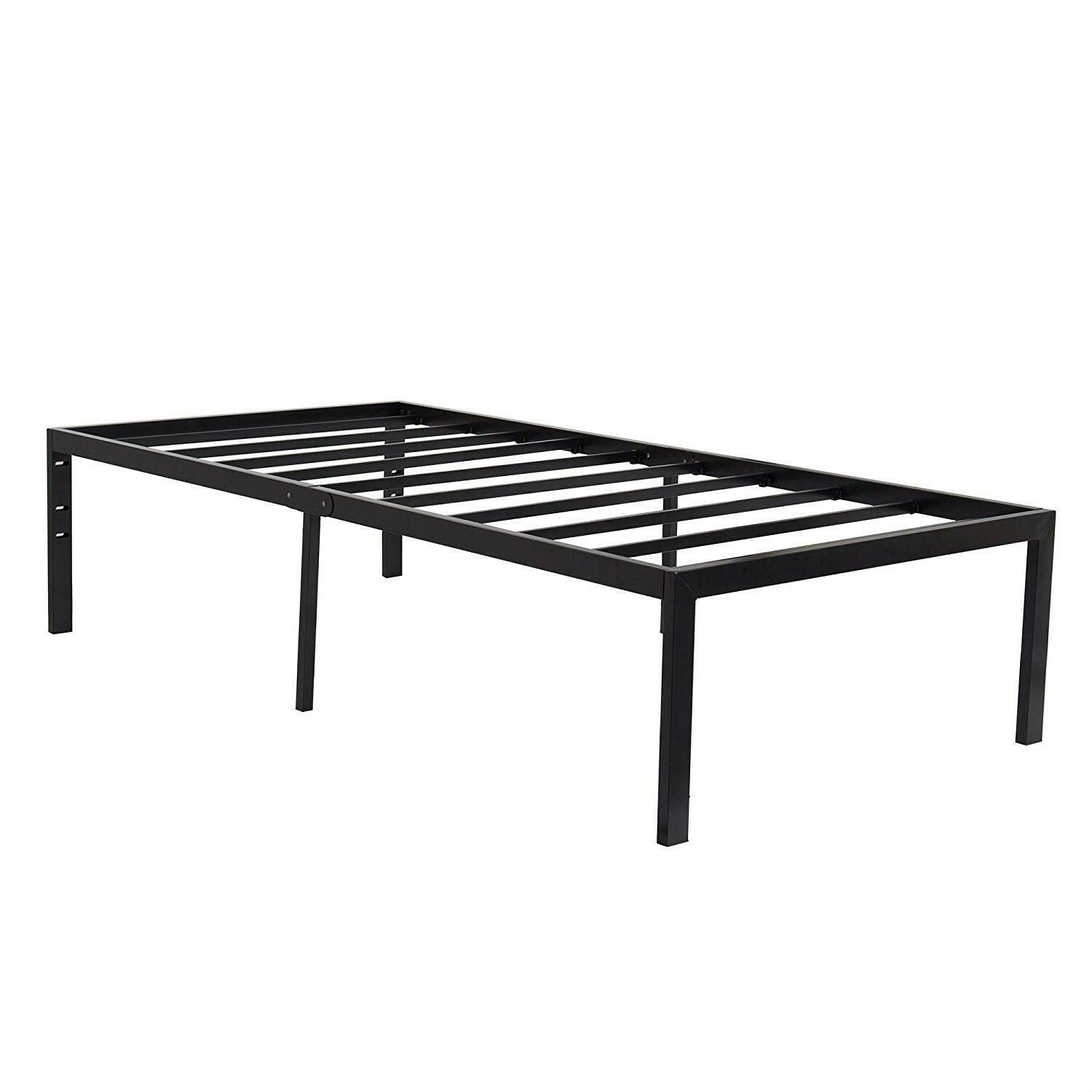 Twin 18-inch High Heavy Duty Black Metal Platform Bed Frame - FurniFindUSA