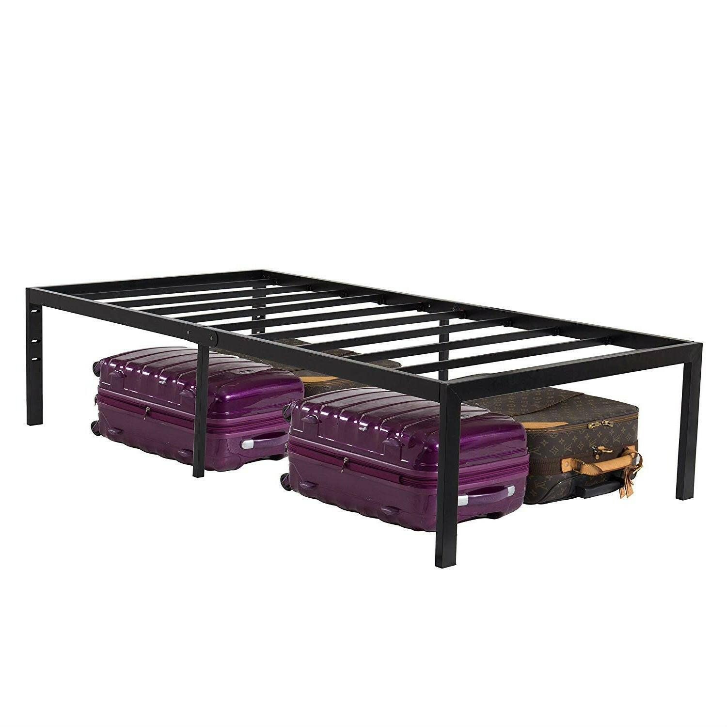 Twin 18-inch High Heavy Duty Black Metal Platform Bed Frame - FurniFindUSA