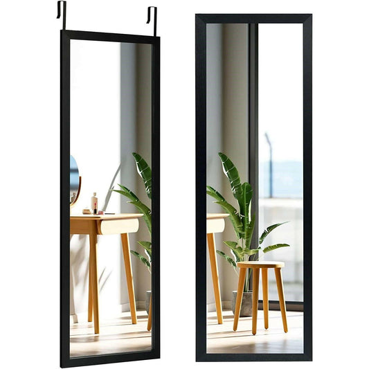 Black Full Length Bedroom Mirror with Over the Door or Wall Mounted Design - FurniFindUSA