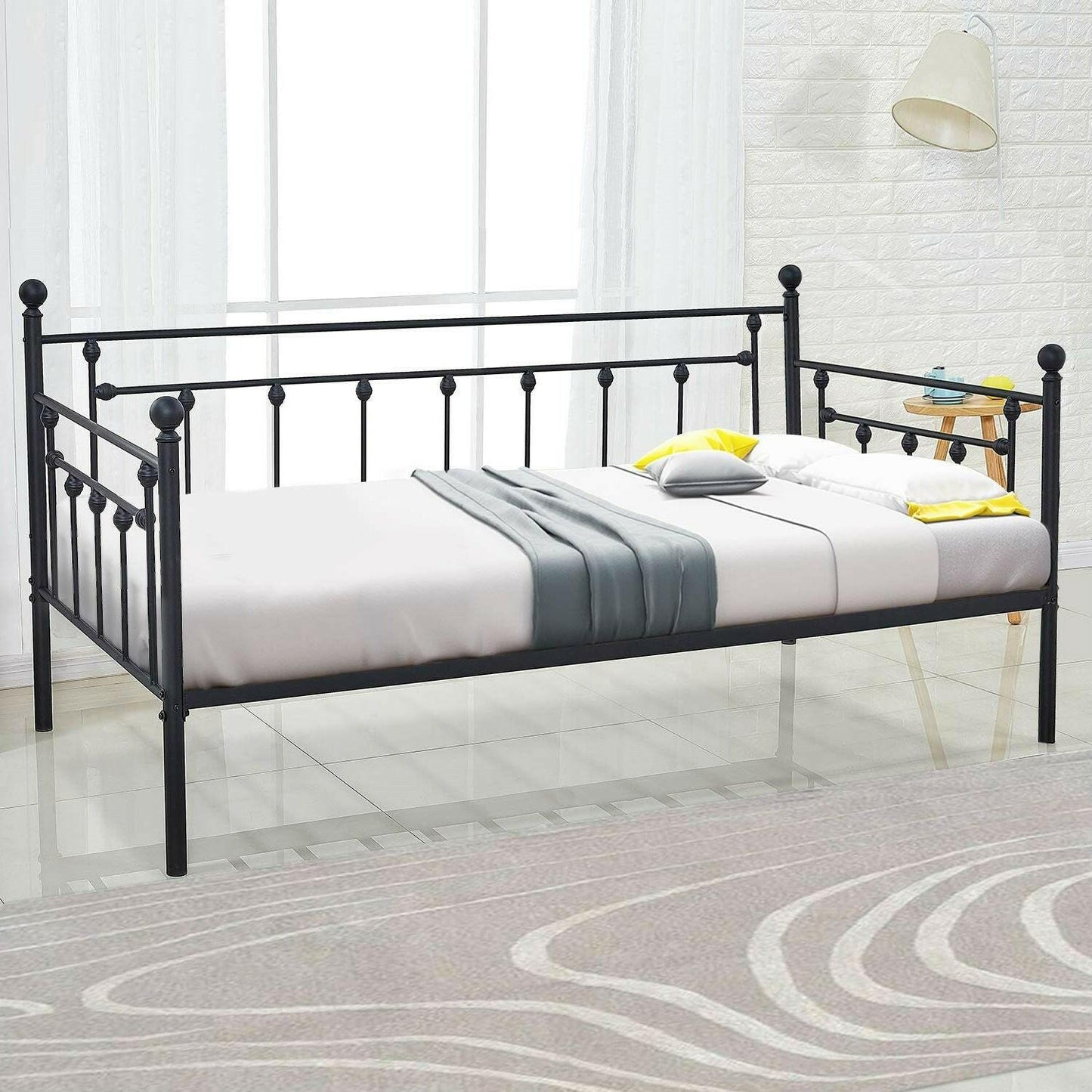 Twin size Classic Black Metal Daybed Frame - FurniFindUSA