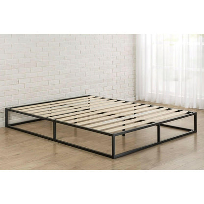 Twin size 10-inch Low Profile Modern Metal Platform Bed Frame with Wooden Slats - FurniFindUSA