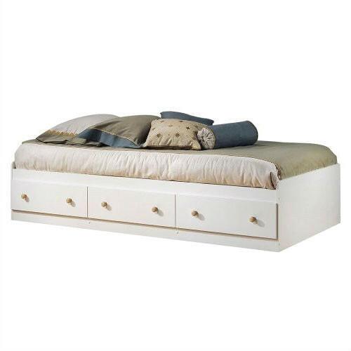 Twin size White Wood Platform Bed Daybed with Storage Drawers - FurniFindUSA