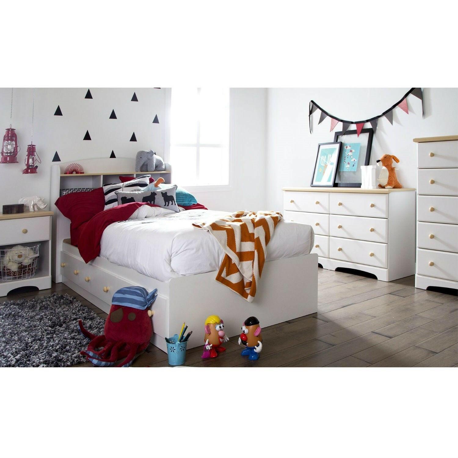 Twin size White Wood Platform Bed Daybed with Storage Drawers - FurniFindUSA