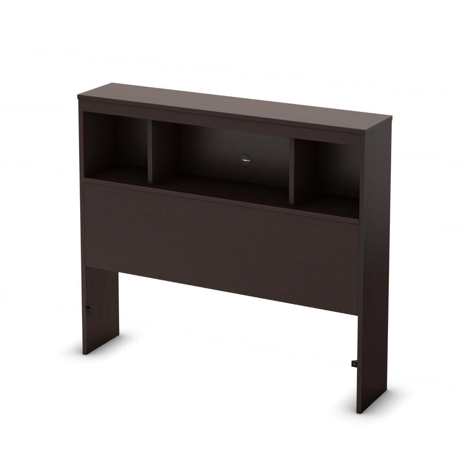 Twin size Contemporary Bookcase Headboard in Chocolate Finish - FurniFindUSA