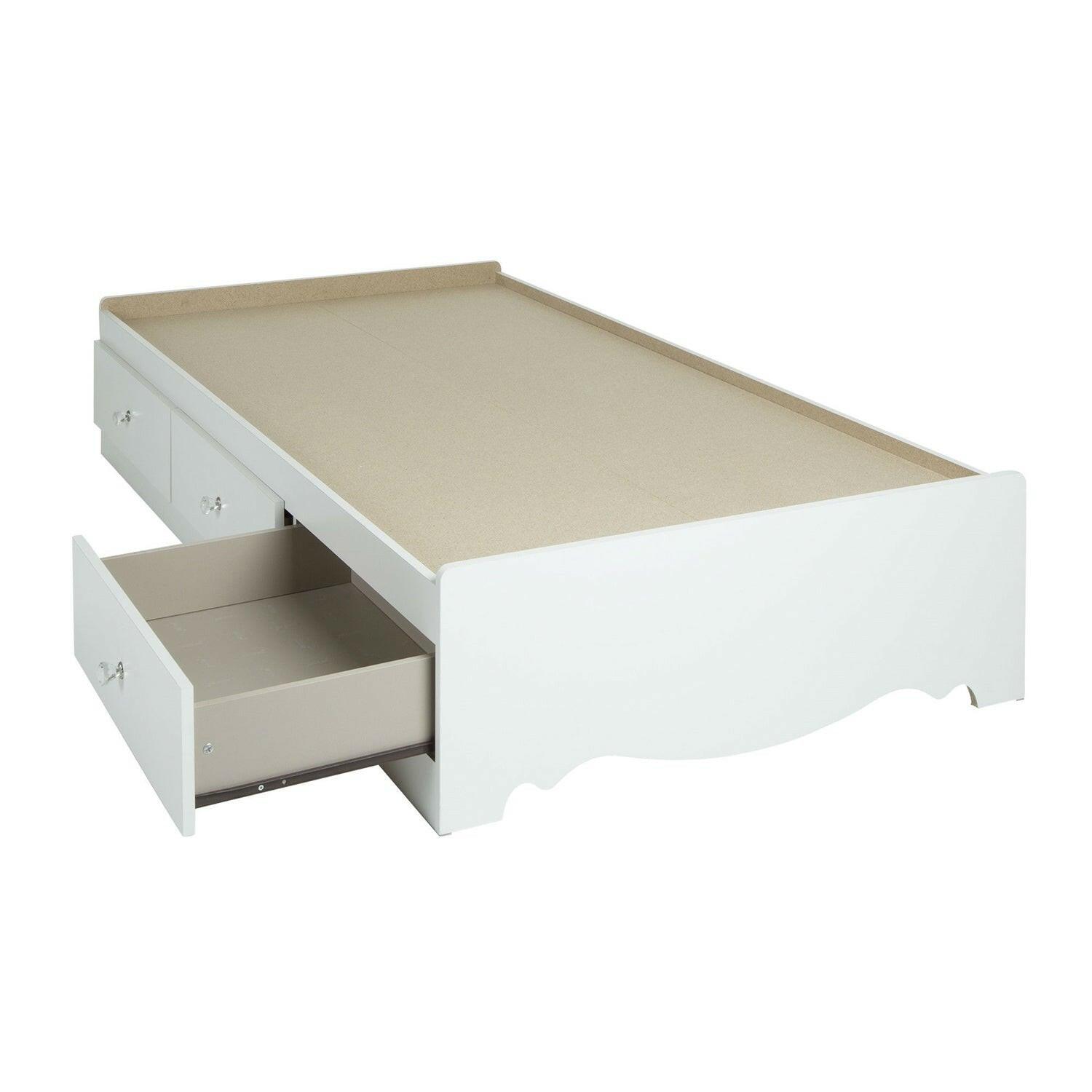 Twin size White Wood Platform Day Bed with Storage Drawers - FurniFindUSA