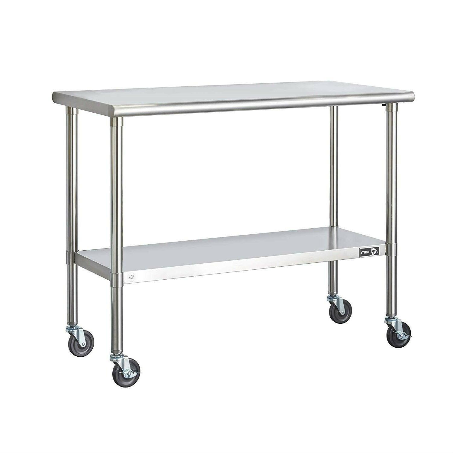 Stainless Steel 2-ft Kitchen Island Cart Prep Table with Casters - FurniFindUSA