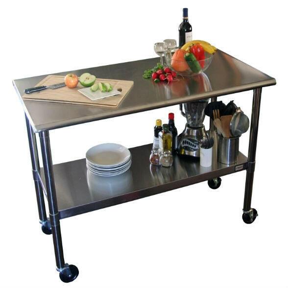 Stainless Steel 2-ft Kitchen Island Cart Prep Table with Casters - FurniFindUSA