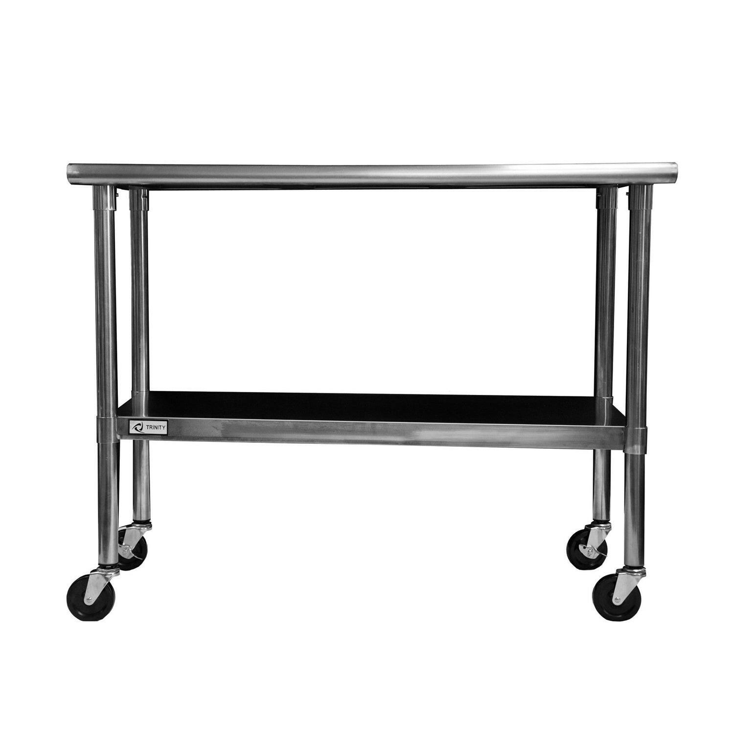 2ft x 4ft Stainless Steel Top Kitchen Prep Table with Locking Casters Wheels - FurniFindUSA