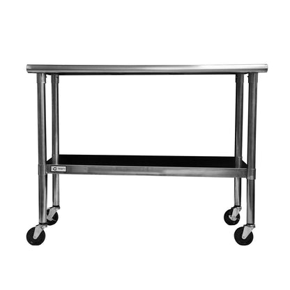 2ft x 4ft Stainless Steel Top Kitchen Prep Table with Locking Casters Wheels - FurniFindUSA