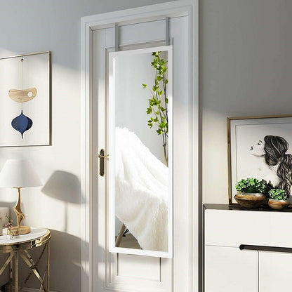 White Full Length Bedroom Mirror with Over the Door or Wall Mounted Design - FurniFindUSA