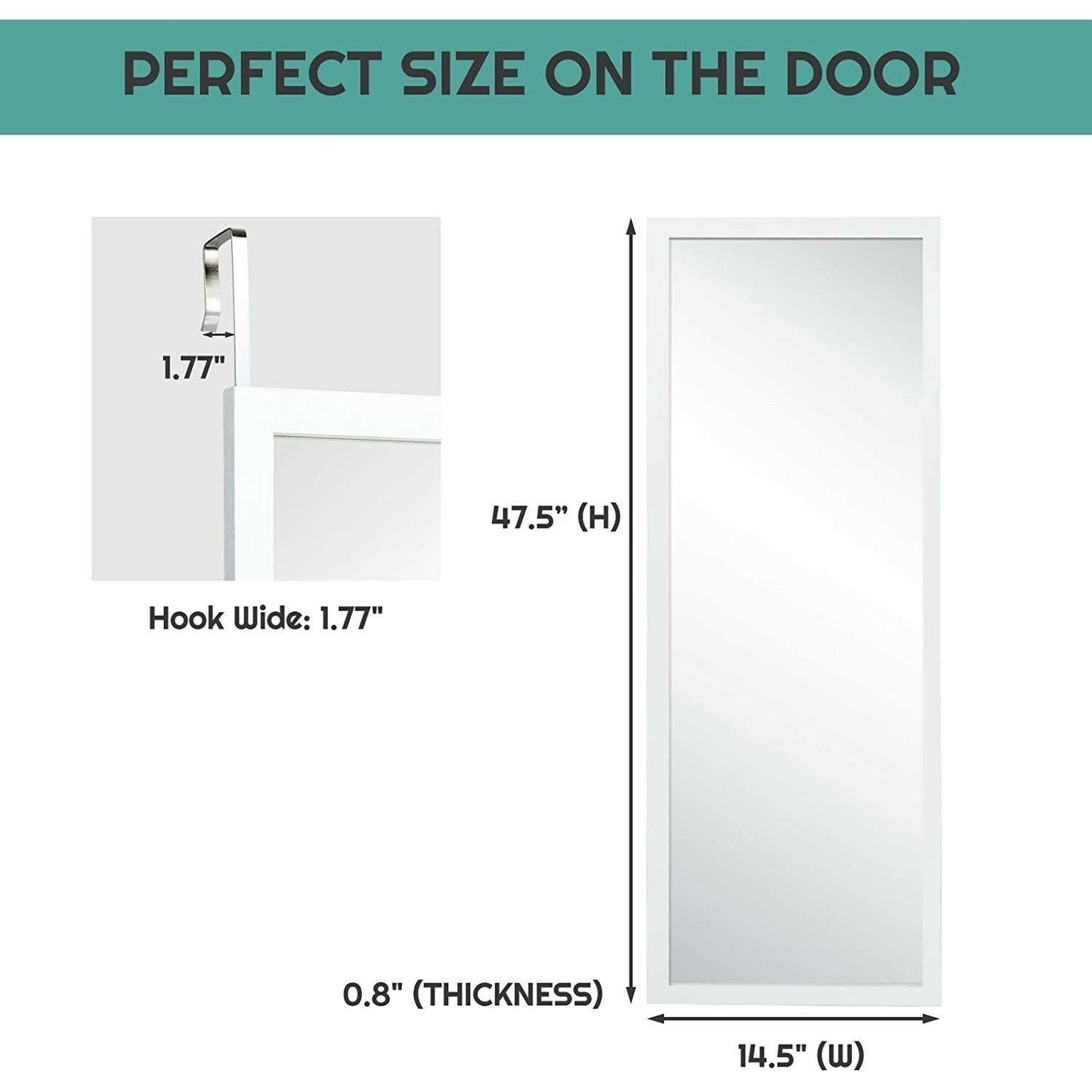 White Full Length Bedroom Mirror with Over the Door or Wall Mounted Design - FurniFindUSA