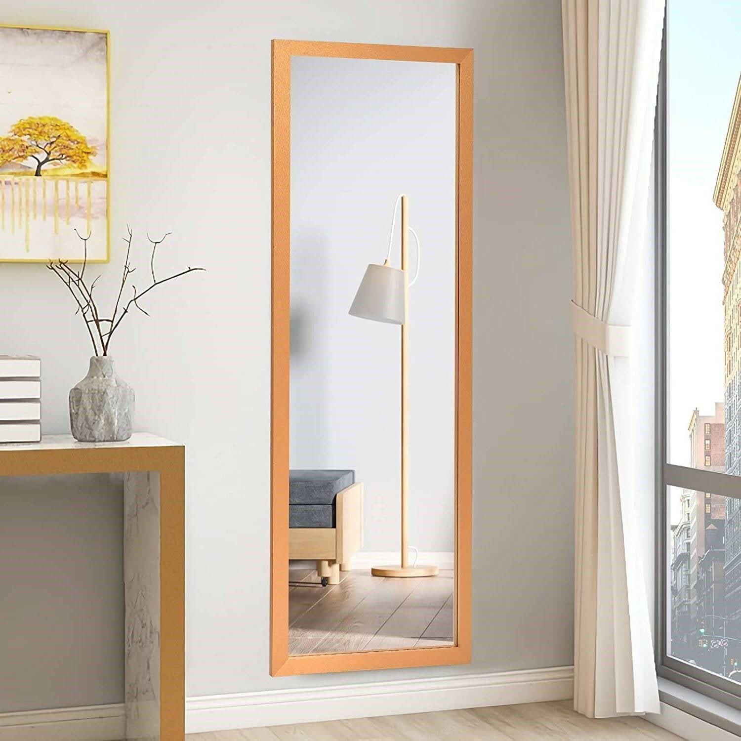 Gold Full Length Bedroom Mirror with Over the Door or Wall Mounted Design - FurniFindUSA