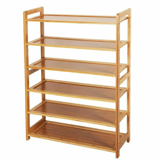 Solid Wood 6-Shelf Shoe Rack - Holds up to 24 Pair of Shoes - FurniFindUSA