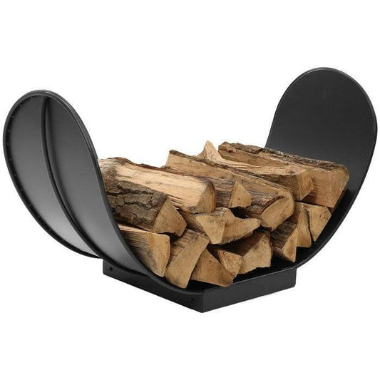 3 Ft. Black Indoor/Outdoor Curved Steel Firewood Log Storage Rack - FurniFindUSA