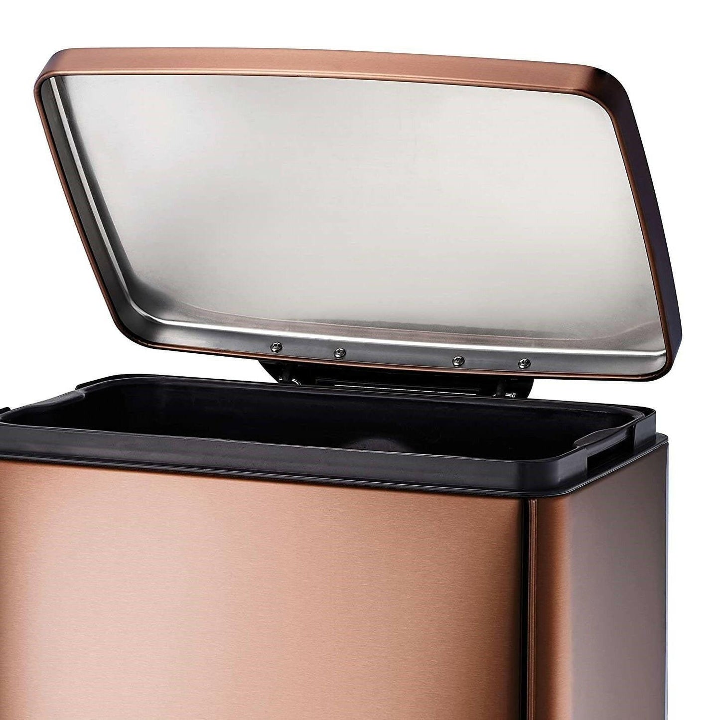 Stainless Steel 13-Gallon Kitchen Trash Can with Step Lid in Copper Bronze - FurniFindUSA