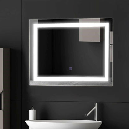 Modern LED Lighted Mirror Dimmable Wall-Mounted Bathroom Vanity 27 x 20 inch - FurniFindUSA