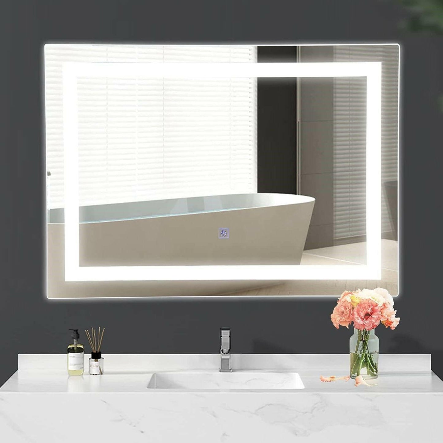 Modern LED Lighted Mirror Dimmable Wall-Mounted Bathroom Vanity 27 x 20 inch - FurniFindUSA