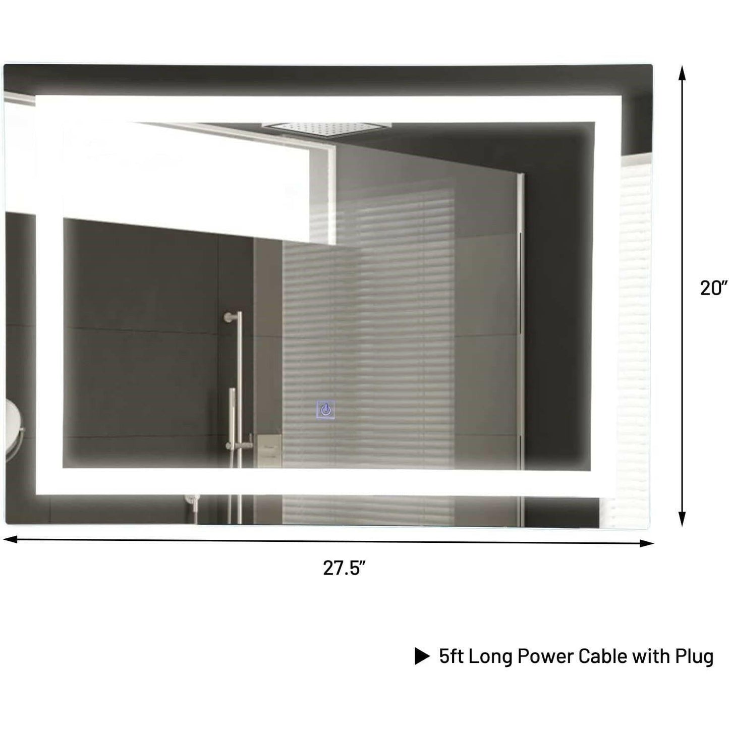 Modern LED Lighted Mirror Dimmable Wall-Mounted Bathroom Vanity 27 x 20 inch - FurniFindUSA