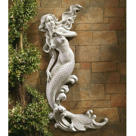 Outdoor Patio Wall Decor Mermaid Wall-Mounted Garden Statue - FurniFindUSA