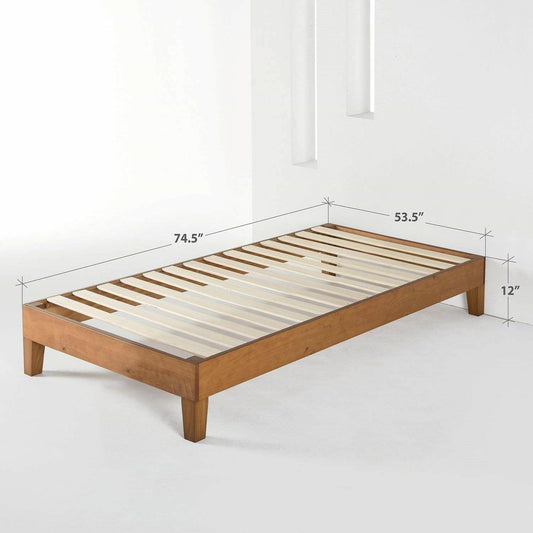 Twin size Modern Solid Wood Platform Bed Frame in Natural - FurniFindUSA