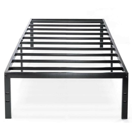 Twin size Black Metal Platform Bed Frame with Headboard Attachment Slots - FurniFindUSA