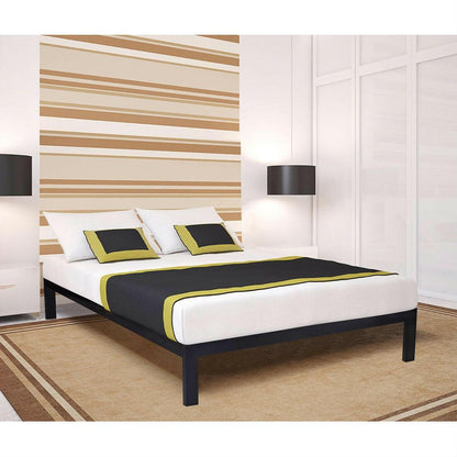Twin size Modern Black Metal Platform Bed Frame with Wood Slats - FurniFindUSA