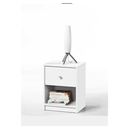 Contemporary 1-Drawer Nightstand with Storage Shelf in White - FurniFindUSA