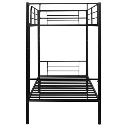 Twin over Twin Bunk bed with Trundle Bed in Black Metal Finish - FurniFindUSA