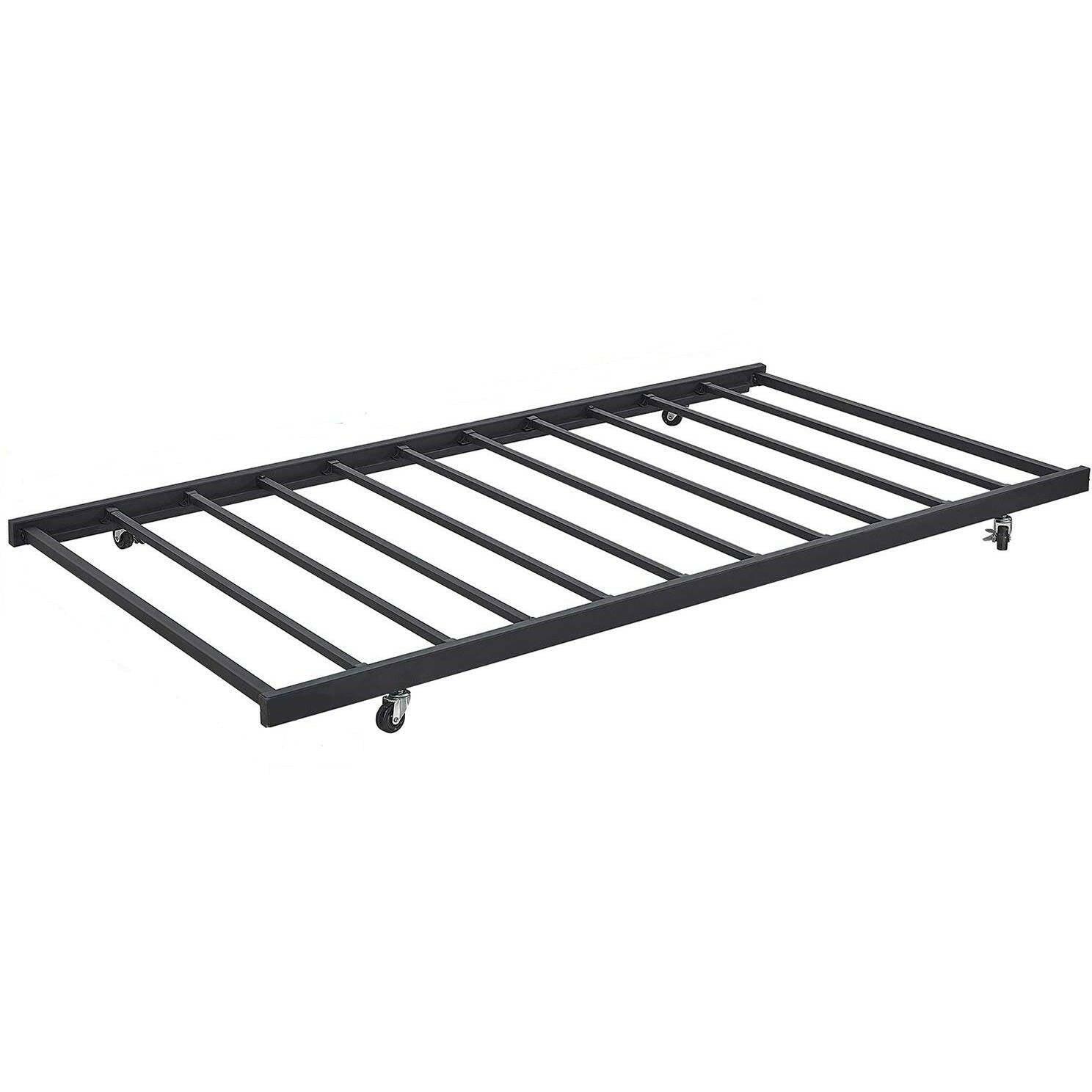 Twin size Roll-out Trundle Bed Frame in Black Metal Finish - FurniFindUSA