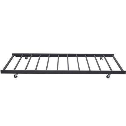 Twin size Roll-out Trundle Bed Frame in Black Metal Finish - FurniFindUSA