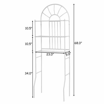 Over Toilet Bathroom Space Saving Storage Shelving Unit in White Metal Finish - FurniFindUSA