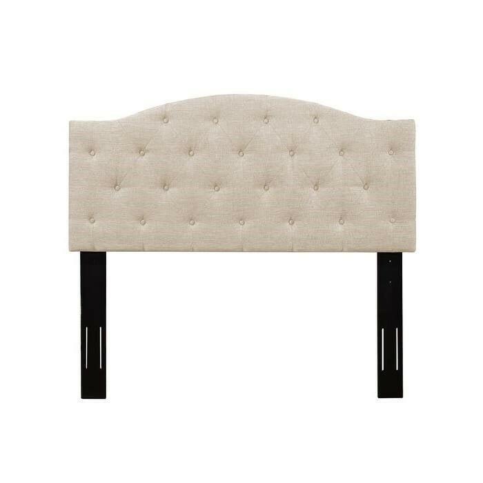 Twin Size Beige Fabric Upholstered Button-Tufted Adjustable Height Headboard - FurniFindUSA