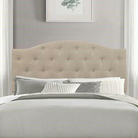 Twin Size Beige Fabric Upholstered Button-Tufted Adjustable Height Headboard - FurniFindUSA