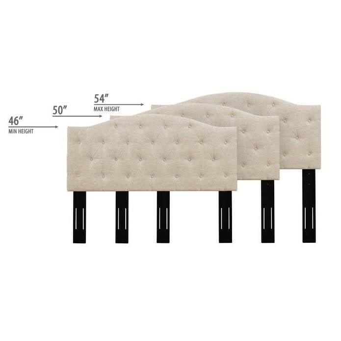 Twin Size Beige Fabric Upholstered Button-Tufted Adjustable Height Headboard - FurniFindUSA