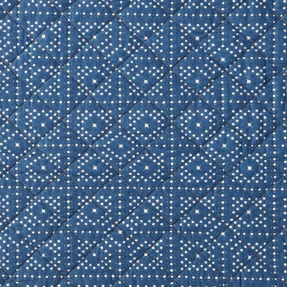 Twin Size Blue White Dots and Stripes 100-Percent Cotton Reversible Quilt Set - FurniFindUSA