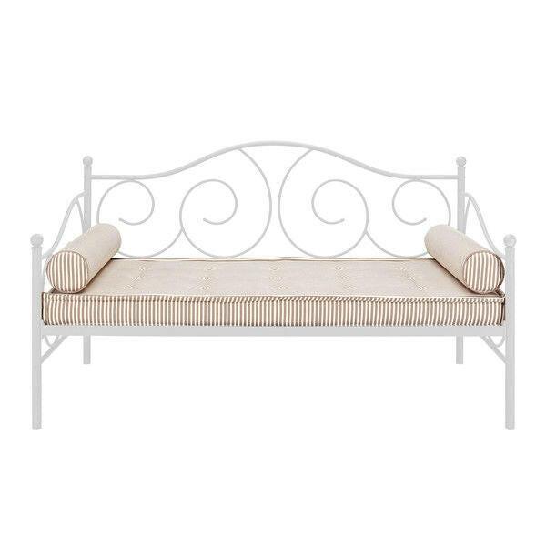 Twin White Metal Daybed with Scrolling Final Detailing - 600 lb Weight Limit - FurniFindUSA