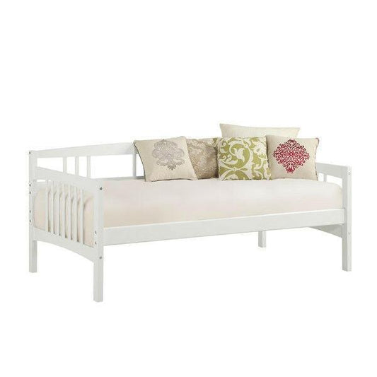 Twin size Traditional Pine Wood Day Bed Frame in White Finish - FurniFindUSA